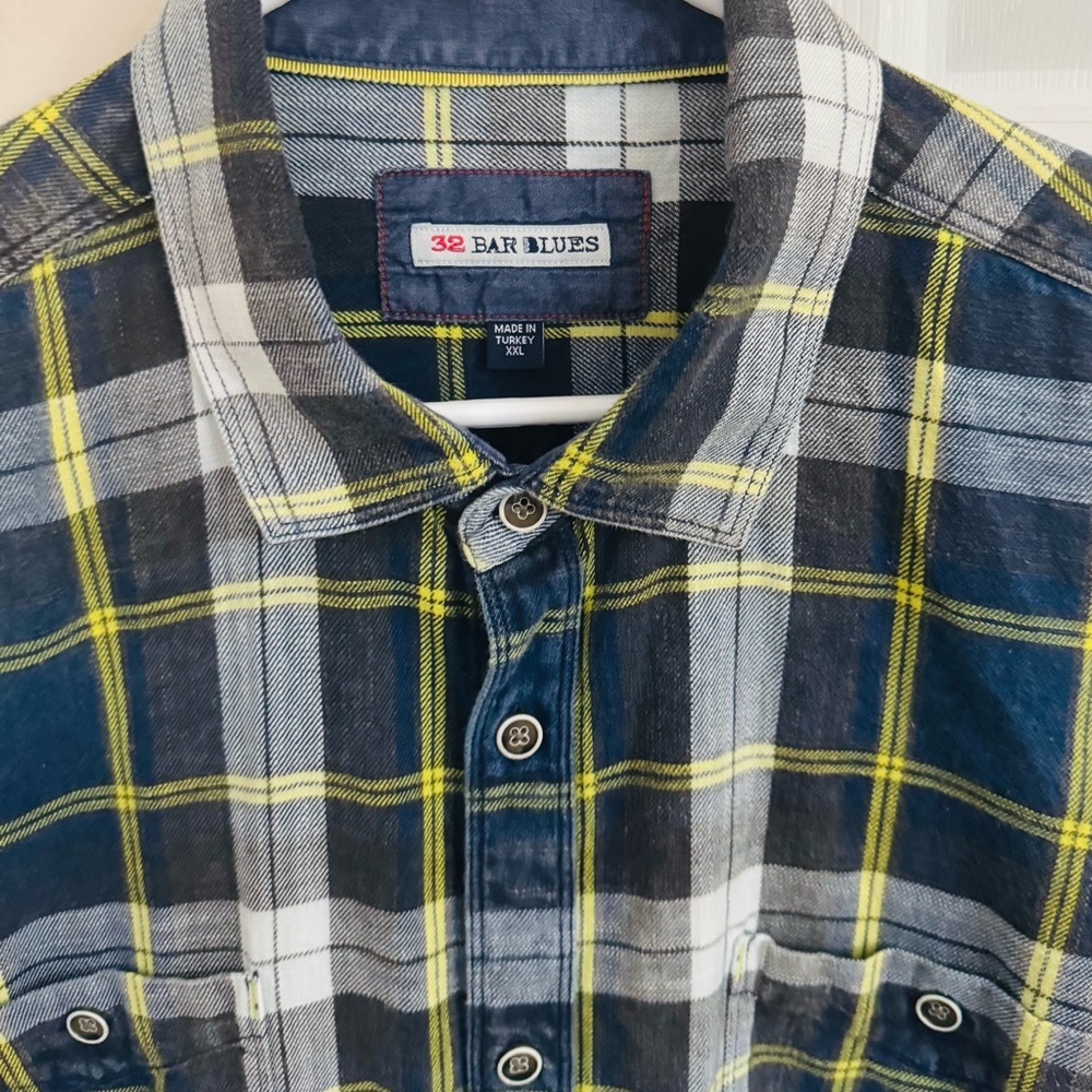 32 Bar Blues Multicolored 100% Cotton Men’s XXL Long Sleeve Button Up Shirt - Picture 3 of 7